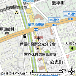 芦屋市商工会館周辺の地図