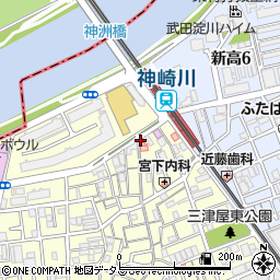 てこや神崎川駅前店周辺の地図