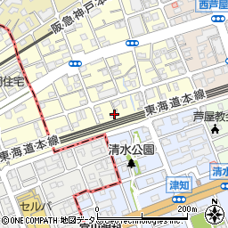 兵庫県芦屋市三条南町2-6周辺の地図