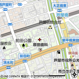 兵庫県芦屋市前田町周辺の地図