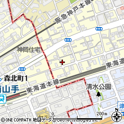 兵庫県芦屋市三条南町4周辺の地図