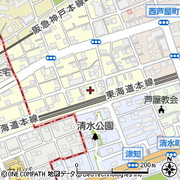 兵庫県芦屋市三条南町2-8周辺の地図