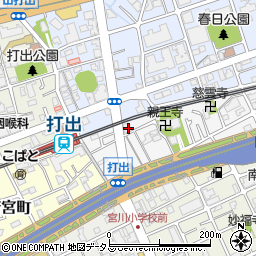 兵庫県芦屋市打出町3-30周辺の地図