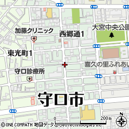 大阪府守口市西郷通1丁目周辺の地図