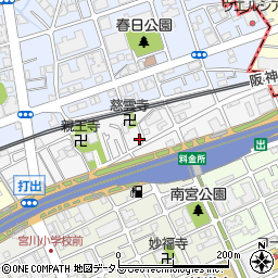 兵庫県芦屋市打出町周辺の地図