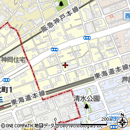 兵庫県芦屋市三条南町5-14周辺の地図