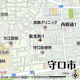 大阪府守口市東光町1丁目周辺の地図
