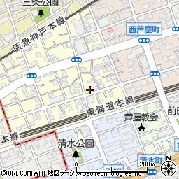 兵庫県芦屋市三条南町7-12周辺の地図