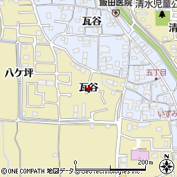 京都府木津川市木津瓦谷周辺の地図