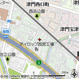 兵庫県西宮市津門川町周辺の地図