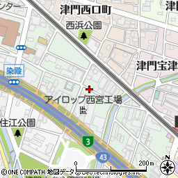 兵庫県西宮市津門川町周辺の地図