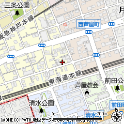 兵庫県芦屋市三条南町7-9周辺の地図
