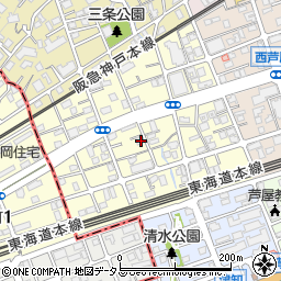 兵庫県芦屋市三条南町5-4周辺の地図