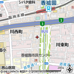 兵庫県西宮市川西町周辺の地図