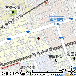 兵庫県芦屋市三条南町7周辺の地図
