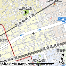 兵庫県芦屋市三条南町周辺の地図