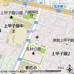 兵庫県西宮市上甲子園周辺の地図