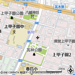 兵庫県西宮市上甲子園周辺の地図