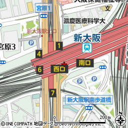 セブンイレブンハートインＪＲ新大阪駅２階西店周辺の地図