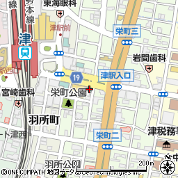 津駅前郵便局周辺の地図
