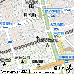 お菓子のデパートよしや　芦屋川店周辺の地図