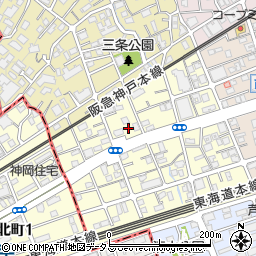 兵庫県芦屋市三条南町12-6周辺の地図