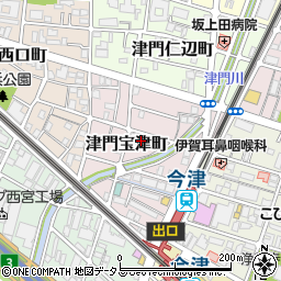 兵庫県西宮市津門宝津町周辺の地図