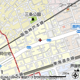 兵庫県芦屋市三条南町11-3周辺の地図