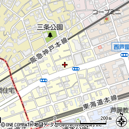 兵庫県芦屋市三条南町11周辺の地図