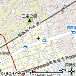 兵庫県芦屋市三条南町11周辺の地図