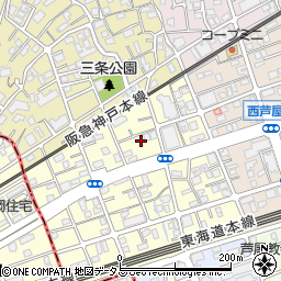 兵庫県芦屋市三条南町11-7周辺の地図