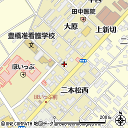 愛知県豊橋市中野町大原50-1周辺の地図