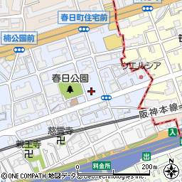 兵庫県芦屋市春日町周辺の地図