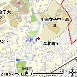 兵庫県神戸市東灘区森北町5丁目周辺の地図