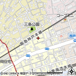 兵庫県芦屋市三条南町10周辺の地図