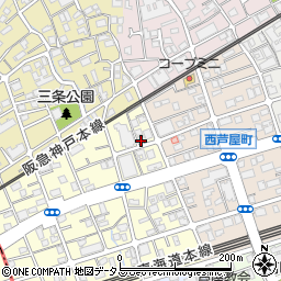 兵庫県芦屋市三条南町9-6周辺の地図
