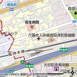 兵庫県西宮市弓場町周辺の地図