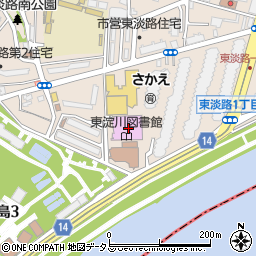 タイムズ東淀川複合施設駐車場周辺の地図