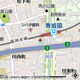 ワン香櫨園周辺の地図