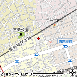 兵庫県芦屋市三条南町9周辺の地図