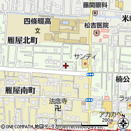 大阪府四條畷市雁屋北町21-22周辺の地図