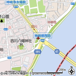 西川東公園トイレ周辺の地図