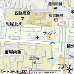 大阪府四條畷市雁屋北町21-25周辺の地図