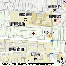 大阪府四條畷市雁屋北町19-17周辺の地図