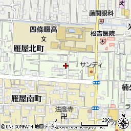 大阪府四條畷市雁屋北町19-13周辺の地図