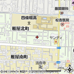 大阪府四條畷市雁屋北町19-8周辺の地図