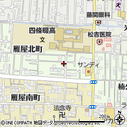 大阪府四條畷市雁屋北町19-11周辺の地図