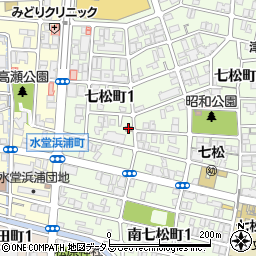 尼崎七松郵便局周辺の地図