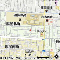 大阪府四條畷市雁屋北町周辺の地図