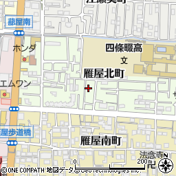 大阪府四條畷市雁屋北町14-12周辺の地図